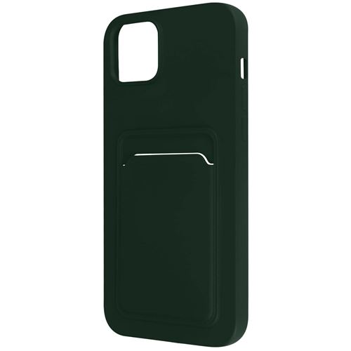 Coque pour iPhone 14 Plus Silicone Souple Porte-carte Fine Légère Avizar vertfonce