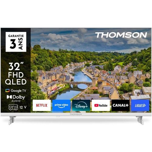 32FQG3S15CW TV QLED 32 (80 cm) Full HD 1920x1080 Adaptateur 12V Google TV 3xHDMI 1.4 WiFi