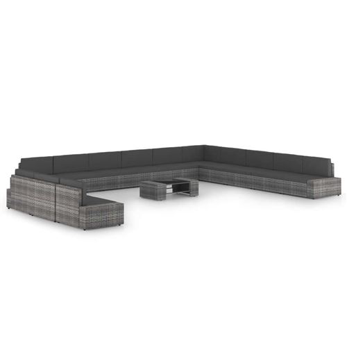 Non Communiqué Gris Salon De Jardin Modulable Vidaxl Rotin 4 Personnes 14 Pieces