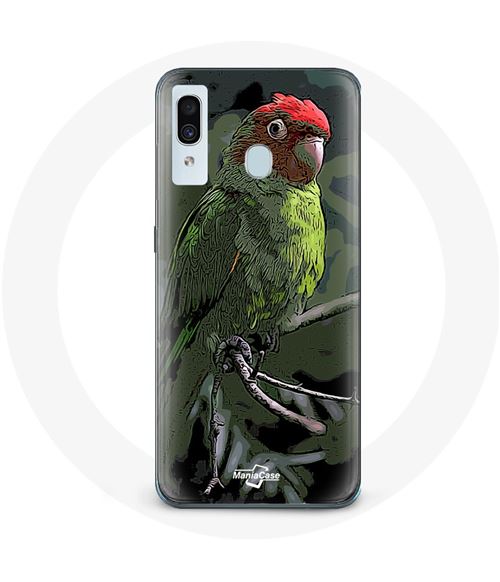 Coque pour Samsung Galaxy A20 Pionus Perroquet Rouge Vert Maniacase