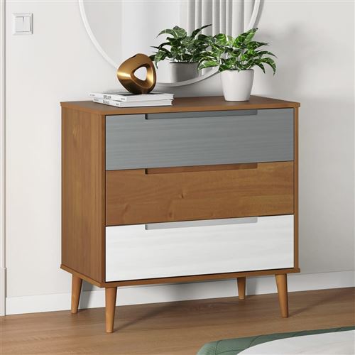 Vidaxl Marron Commode Molde 80X40x80 Cm Bois De Pin Solide350504 - Image 3