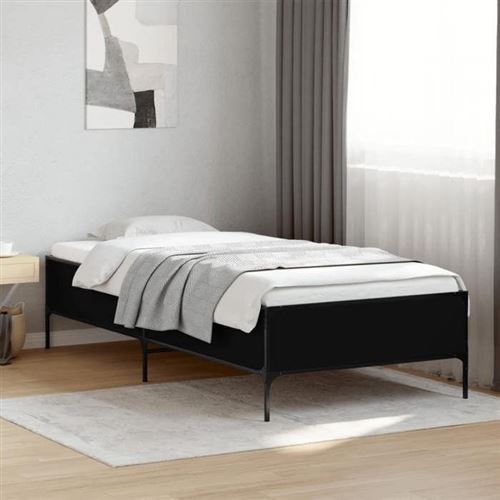 VIDAXL - Lit simple - 90x200 cm - Noir - Image 3