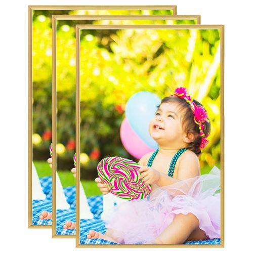 vidaXL Collage de cadres photo 3 pcs de mur table Doré 50x70 cm MDF