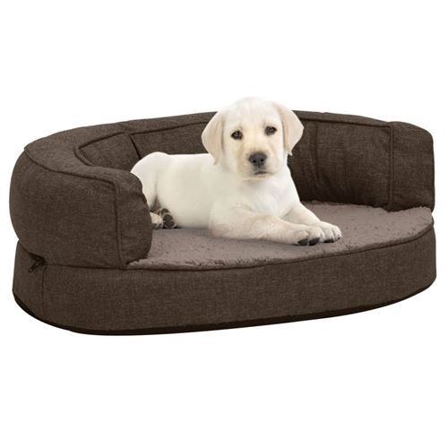 vidaXL Matelas de Lit Ergonomique de Chien 60x42 cm Polaire Aspect Lin Canapé