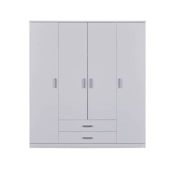 Armoire, meuble de rangement avec 4 portes en MDF coloris blanc - Longueur  180 x profondeur 58 x hauteur 198,5 cm -PEGANE- Achat & prix