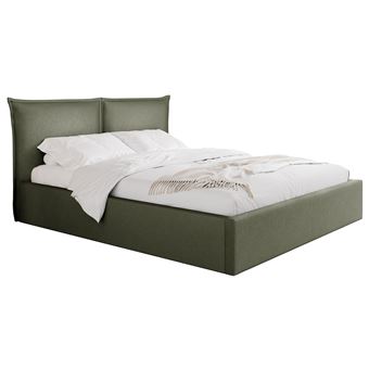 John - lit coffre - 160x200 cm - en velours - sommier inclus - Vert Kaki - 1