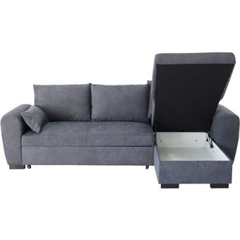 Canapé D'angle Convertible Alice's Home Armen Living - Gris Foncé - 3 Places Avec Coffre