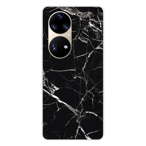 Coque en silicone imprimée compatible Huawei P50 Pro Marbre Noir