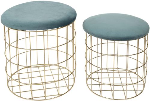 The Home Deco Factory - Pouf gigogne effet velours - Vert