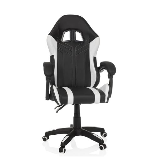 Chaise gaming / chaise de bureau GAMEBREAKER W02 Simili cuir noir/blanc