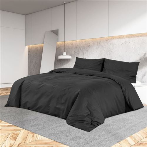 vidaXL Ensemble de housse de couette Noir 220x240 cm Microfibre légère