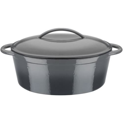Cocotte fonte massive - GREY SHADOW - 33 x 25 cm - Ovale - Induction - Gris