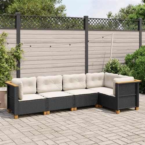 Non Communiqué Noir Salon De Jardin Modulable Generique Resine Tressee 5 Pieces X 63.5 X 56.5 Cm