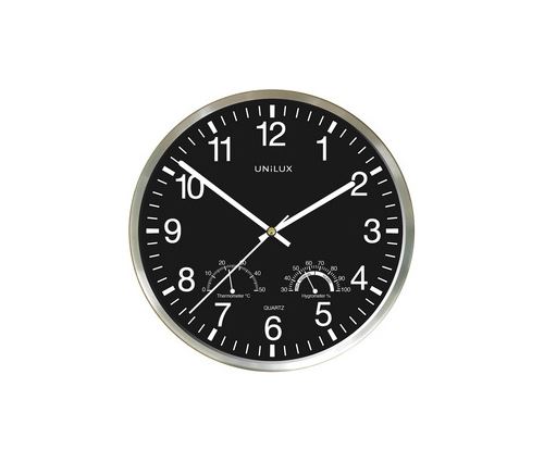 UNiLUX Horloge murale WETTY, diamètre : 300 mm, noir