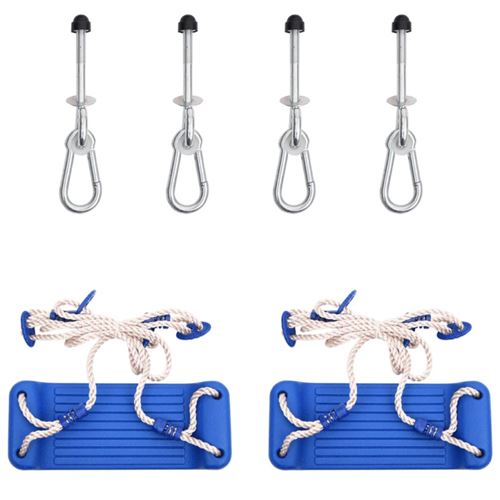 vidaXL Sièges de balançoire avec pierres d'escalade 2 pcs bleu PE
