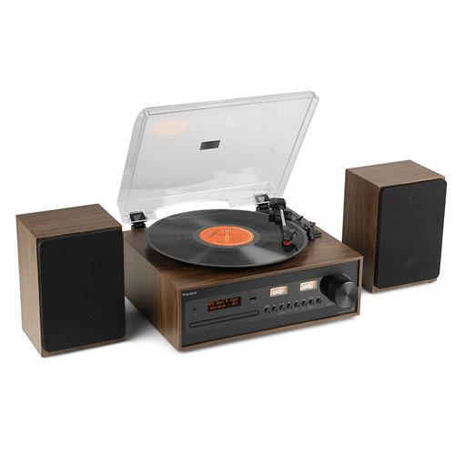 Audizio Boston - Platine Vinyle Vintage Stéréo Avec Enceintes - Lecteur Cd, Dab+ Et Bt
