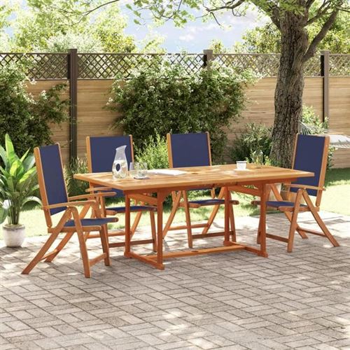 Non Communiqué Marron Vidaxl Ensemble À Manger De Jardin 5Pcs Bois D'acacia Solide Textilène, Ensemble À Manger D'extérieur, Meuble De Salle À 3279302