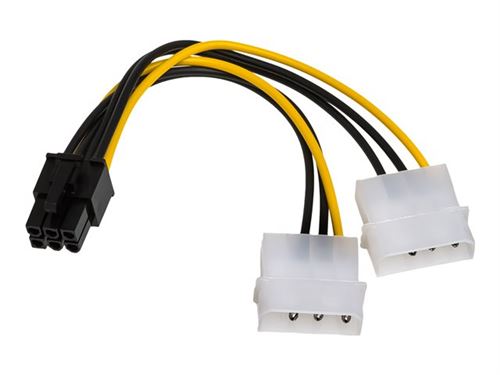 Akyga - Adaptateur secteur - Alimentation PCIe de 6 broches (M) pour alimentation interne 4 broches (12 V) (F) - 15 cm