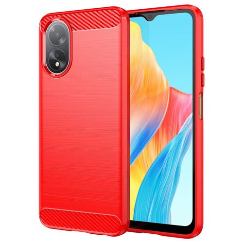 Coque pour Oppo A18 / A38 - housse etui silicone gel carbone + film ecran - ROUGE - htdmobiles