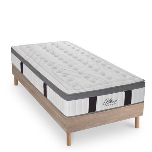 Ensemble Matelas Altesse Mousse HD Accueil M&eacute;moire - 26 cm et Sommier Kit Bois - 90 x 190 cm