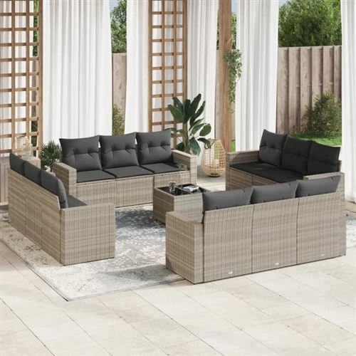 Non Communiqué Gris Vidaxl Salon De Jardin Avec Coussins 13 Pcs, Canapés Avec Pieds Réglables, Ensemble De Meubles D'extérieur Patio Terrasse, 3251119