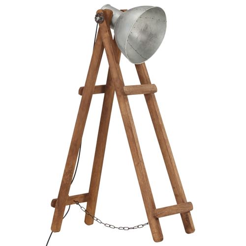 Vidaxl Argent Lampadaire É E27 Bois De Manguier Massif - Image 2