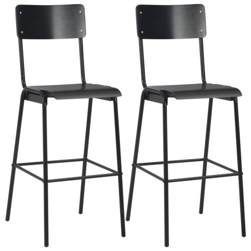 Vidaxl Noir Lot De 2 Chaises De Bar - Image 3