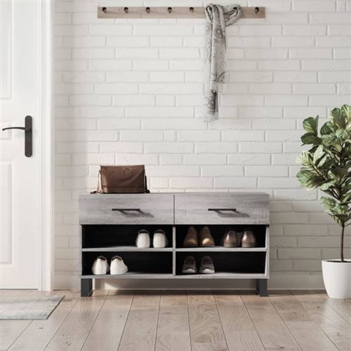 VIDAXL - Banc à chaussures - Gris - 102x35x55 cm - Image 3