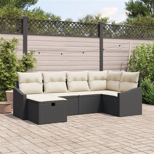 Non Communiqué Noir Ensemble De 6 Canapés De Jardin Avec Coussins Et Poly Rattan
