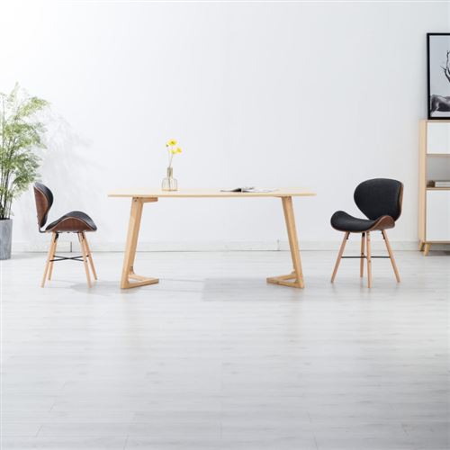 vidaXL Chaises de salle à manger 2 pcs Gris foncé Tissu et bois courbé