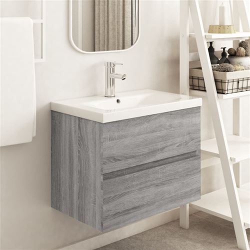 vidaXL Armoire d'évier Sonoma gris 60x38,5x45 cm Bois d'ingénierie