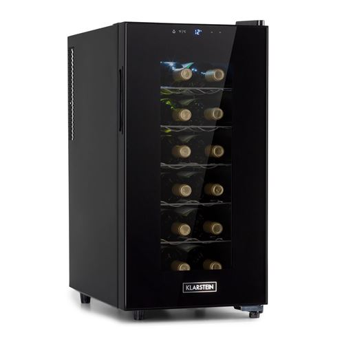 Cave À Vin - Klarstein Bellevin 18 Uno - Cave De Service - 50L - 11-18°C - Led - Porte Vitrée - Noir