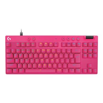 Logitech PRO X RAPID - Clavier - TKL - backlit - USB - QWERTY - International US - commutateur : Linear - rose - 1