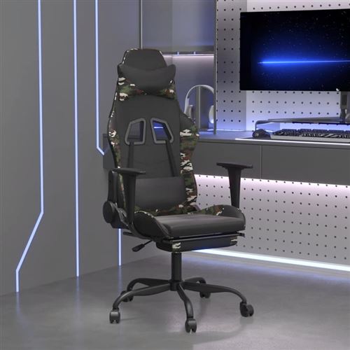 VIDAXL - Chaise Gaming - Fauteuil de Bureau avec Massage et Repose-pieds - Noir - Image 2