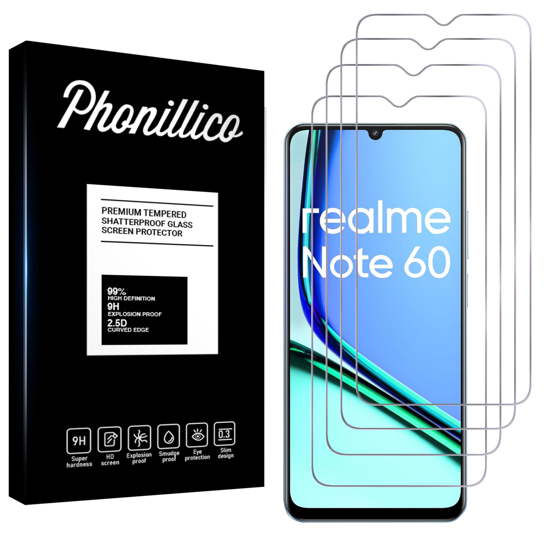 Pack 3 Films Verre Trempé Pour Realme Note 60 – Protection 9H Anti-rayures, Bord 2.5D