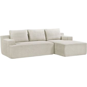 Canapé compressible modulable SABAIDECO MARIE 3 places angle à droite Beige - 1