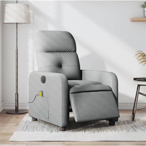 Non Communiqué Gris Vidaxl Fauteuil De Massage, Relaxation Électrique Réglable Tissu Clair