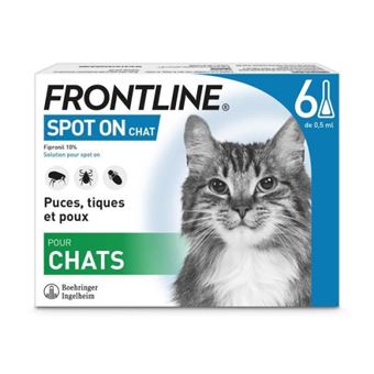 Frontline Spot On chat  Antipuces antitiques pour chat  6 pipettes - 1