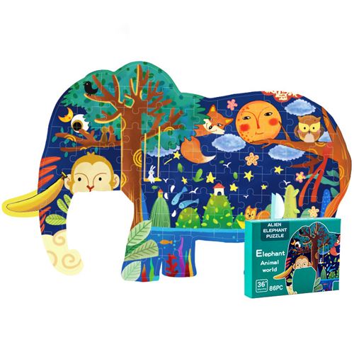 Puzzle pour Enfants VORMOR 86 Pièces Jeu de Puzzle Créatif - Eléphant