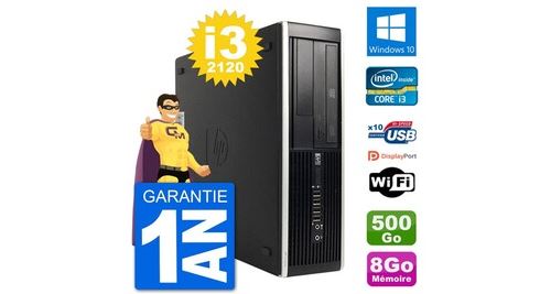 Pc hp compaq 6200 pro sff intel i3-2120 ram 8go disque dur 500go windows 10 wifi