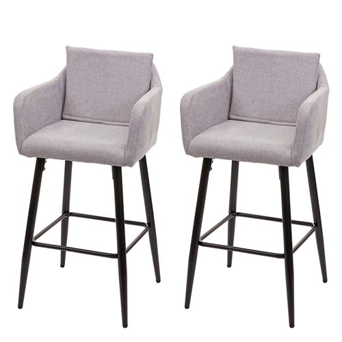 Mendler Gris/Clair 2X Tabouret De Bar Hwc-H93 Tissu Textile - Image 3