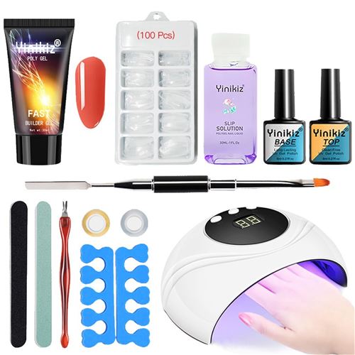 Yinikiz 24w affichage UV lampe ensemble d'ongles à extension rapide Poly Gel Kit Gel H - Multicolore