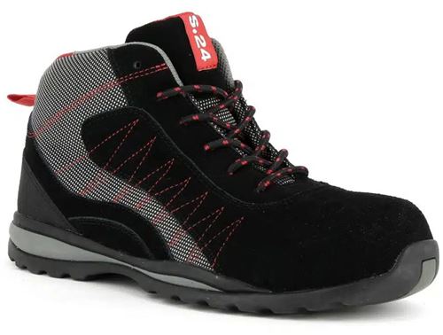 Chaussure haute LEVANT S1P - S 24 BOSSI INDUSTRIE - Cuir croûte velours noir/toile grise - Taille 38 - 5222-38