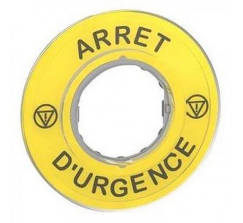 Schneider Electric Jaune Etiquette Circulaire Harmony - Arrêt Urgence - 3D - Ø60 -Pour Xb4 Ou Xb5