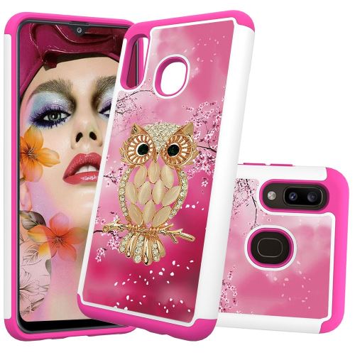 Coque en TPU Impression de motifs antichoc hybride détachable 2 en 1 hibou pour votre Samsung Galaxy A20/Galaxy A30