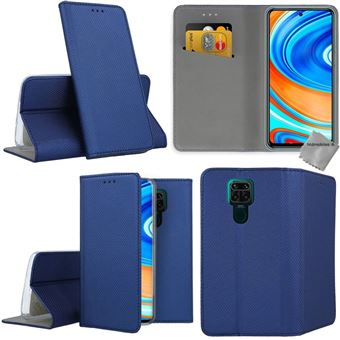 Housse etui coque pochette portefeuille pour Xiaomi Redmi Note 9 + film ecran - BLEU MAGNET - htdmobiles - 1