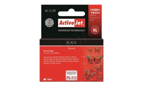 ActiveJet AC-512R Premium version - 20 ml - haute capacité - noir - compatible - remanufacturé - cartouche d'encre (alternative pour : Canon PG-512) - pour Canon PIXMA MP230, MP252, MP270, MP280, MP282, MP495, MP499, MX350, MX360, MX410, MX420