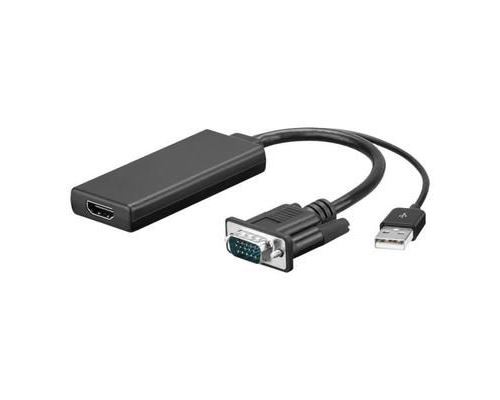 goobay Adaptateur audio-vidéo HDMI - VGA USB, HD-15 (M) pour HDMI (F) 10 cm