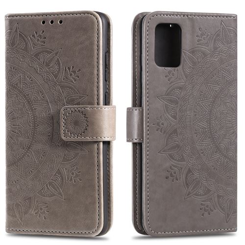 Etui en PU empreinte fleur gris pour votre Samsung Galaxy A51 5G SM-A516