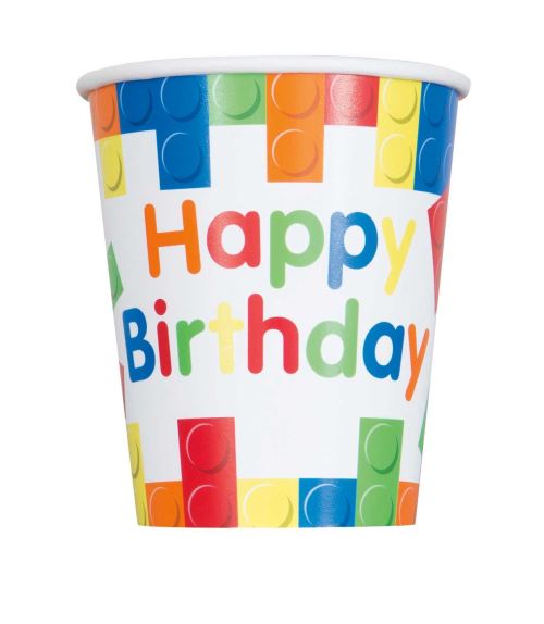 Unique tasses de fête Building Blocksmulticolores 266 ml 8 pièces
